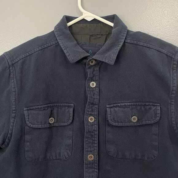 Prana Button Up Shirt Mens Medium Long Sleeve Blue Casual Thick Outdoor Bon Fire - Picture 2 of 11